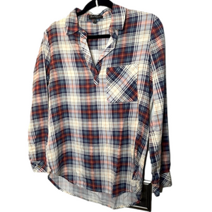 Plaid velvet heat tunic top size small